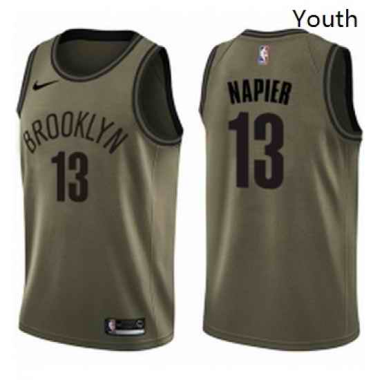 Youth Nike Brooklyn Nets 13 Shabazz Napier Swingman Green Salute to Service NBA Jersey
